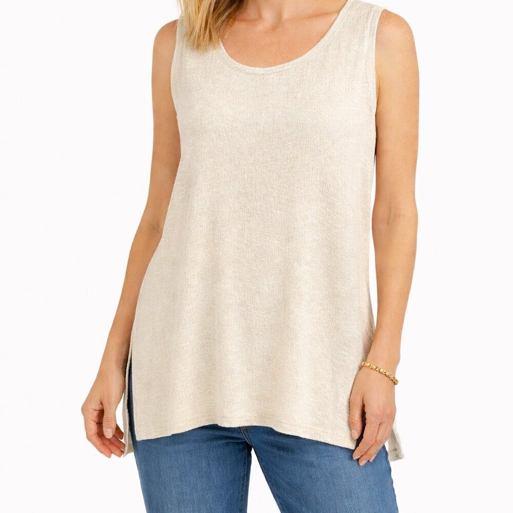 New Sympli Call It A Day Tank Top Size 8 Sleeveless White Quiet Luxury Lagenlook